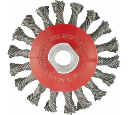 Щетка для УШМ 100мм, М14, "тарелка", крученая проволока// Matrix 74609