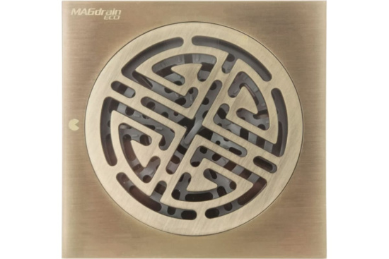 Трап сливной MagDrain CC07Q50-Q (100*100, магнитный клапан, латун.полирован.,бронза)