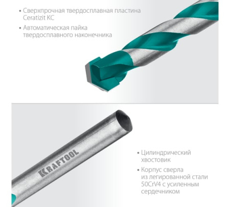 Сверло по керамограниту, 6х100мм KRAFTOOL 29175-100-6