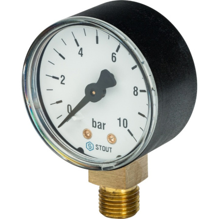 Манометр радиальный 63мм 1/4" 0-10 бар STOUT (sim-0010-631008)