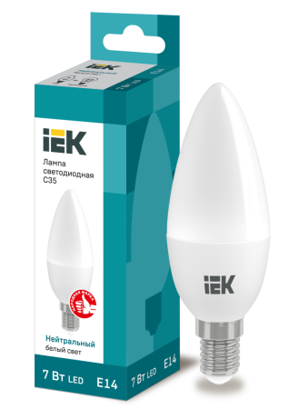 Лампа светодиодная LED- СВЕЧА С35 7Вт 230В 4000К Е14 IEK