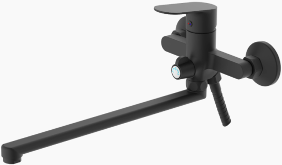 Смеситель для ванны VODA SHORE Black излив 331мм с акс. SHR31B