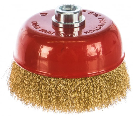 Щетка для УШМ 125мм, М14, "чашка", латунь,витая проволока// Matrix 74606