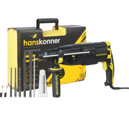 Перфоратор Hanskonner HRH0928МLRE 850Вт, 28мм,3,2Дж,0-1160 об/мин. 4м кабель,кейс