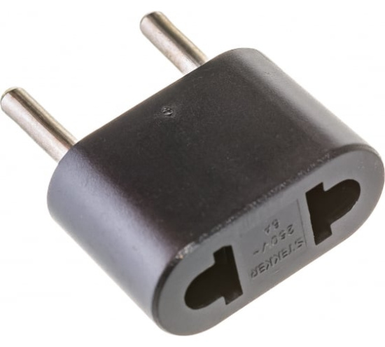 Переходник 250V 6A  черный ADP6-03-20/32858