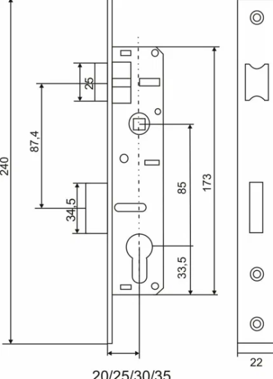 Замок врезной 153Р-20 СР TRODOS (хром) 202195