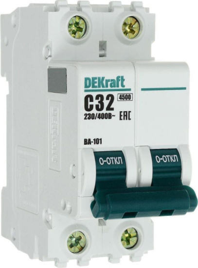 Автомат 2П 32А  4.5кА х-ка С DEKraft (02942/11069)