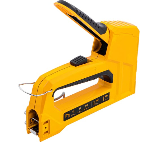 Степлер мебельный, тип 53 и 13, 6-14мм, тип 140, 10-14мм, тип 300, 15мм, тип 500, 15мм// Denzel 