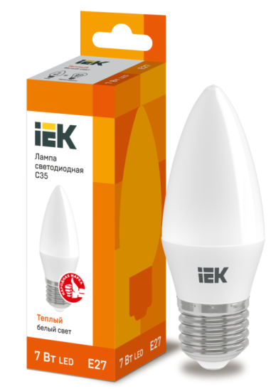 Лампа светодиодная LED-СВЕЧА-С35 7Вт 230В 3000К Е27 IEK