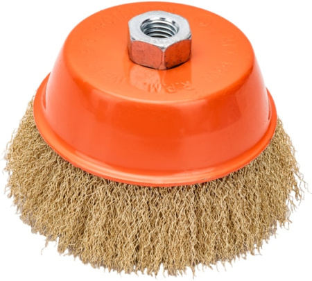 Щетка-крацовка D-125мм. тип "Чашка" стальная латунир. д/УШМ 35142-125