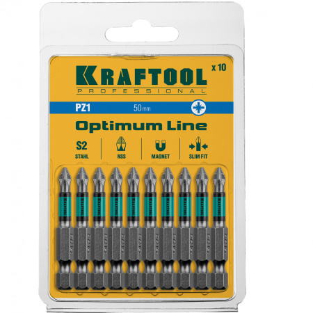Бита Kraftool Optimum PZ1х50 мм, хвостик E1/4 26124-1-50-10
