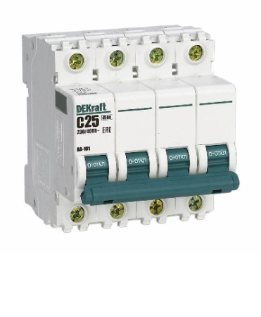 Автомат 4П 25А  4.5кА х-ка С DEKraft (11092)