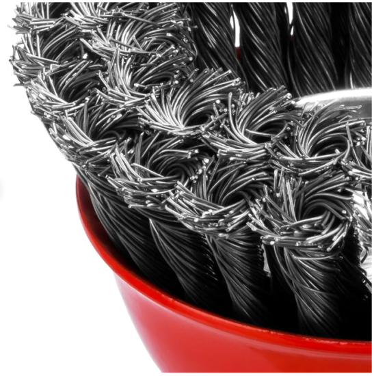 Щетка-крацовка для УШМ  чашечная жгутир. стальная проволока 0,5мм d-100 MIRAX 35104-100-2