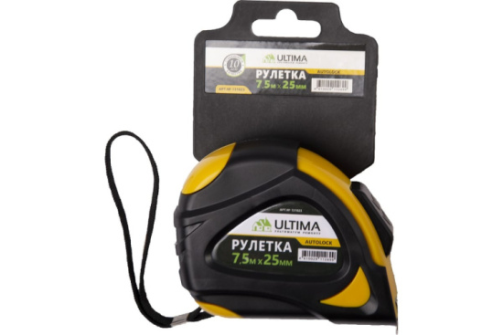 Рулетка Ultima Autolock 7,5*25мм обрез корпус, автомат. фиксация/ 131023
