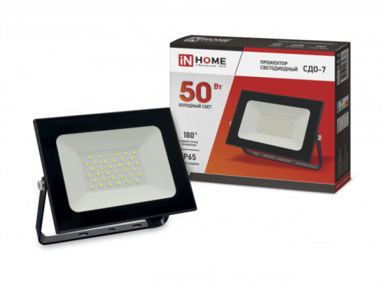 Прожектор светодиодный СДО-7-50 Вт 230В 6500К IP65 черный 034638