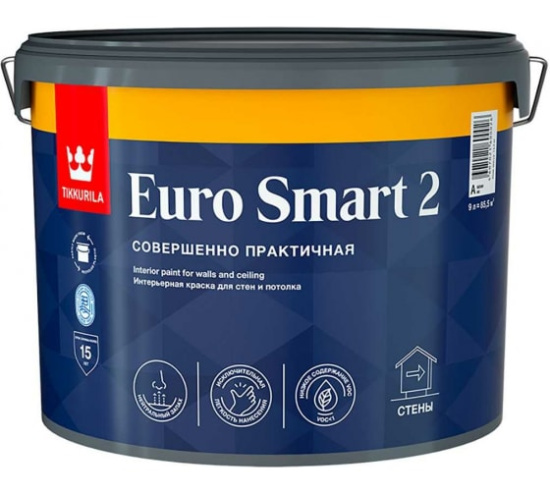 Краска интерьерная EURO SMART 2A гл/мат.9л