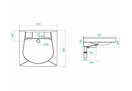 Умывальник Аттика 55 с пьедесталом Sanita Аттика