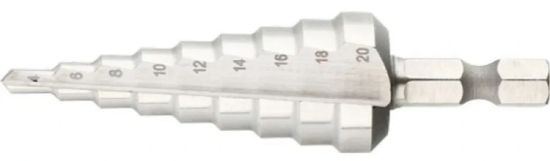 Сверло ступенчатое по металлу 4-20мм 6-гр.хвостовик LASTING TOOLS 04206