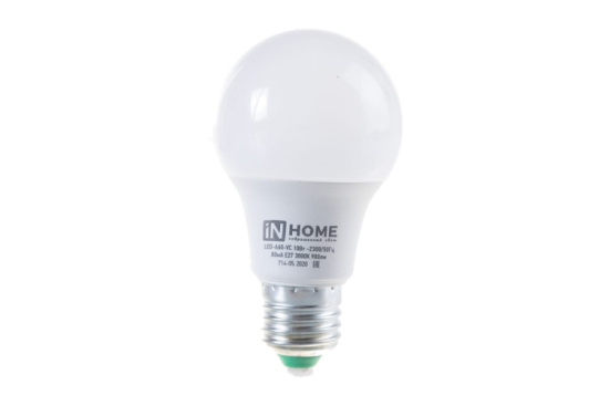 Лампа светодиодная LED-A60-VC 8Вт 230В Е27 4000К 720Лм IN HOME 024028