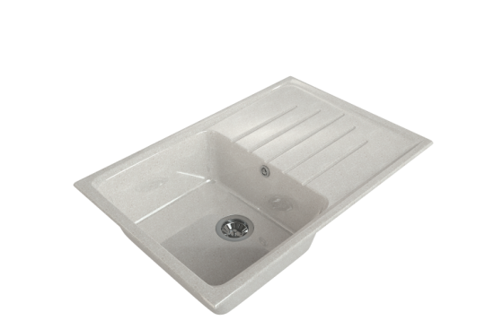 Мойка кухонная МС-7 бежевый металлик с сифоном 75-50