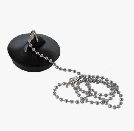 Пробка для ванны  резина черная с цепочкой/463-755