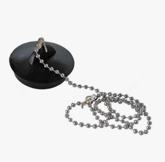 Пробка для ванны  резина черная с цепочкой/463-755