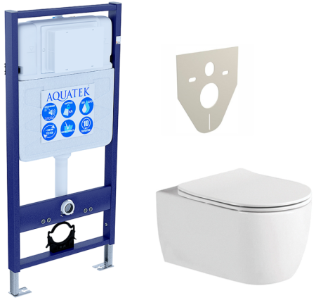 Инсталляция (132759) с унитазом AQUATEK Европа (AQ1106L) в комплекте (клавиша + крепление)