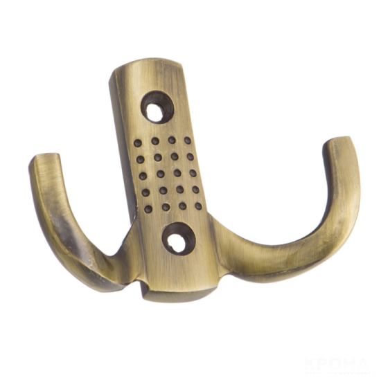 Крючок 2-х рожковый антитчная бронза точки 