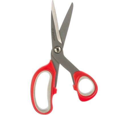 Ножницы ЗУБР "МАСТЕР" хозяйственные, изогнутые двухкомпонентные ручки, 190 мм 40442-19