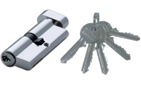 Цилиндр замка ключ/ ключ, английский 5кл, никель 45*45 DORF ECONOMY