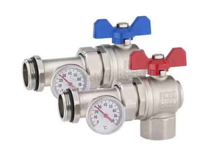 Кран шаровый с термометром 1" угловой (комплект 2шт.)