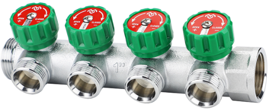 Коллектор регулировочный 1х3/4 - 4 выхода хромированный VARMEGA VM14634