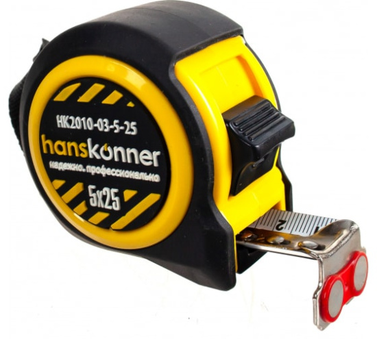 Рулетка Hanskonner 5х25, магнит HK2010-03-5-25
