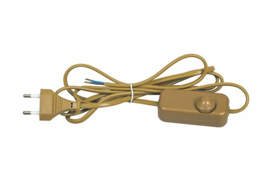 Шнур сетевой с диммером. Feron 1.5+0.5м золото DM103-200W 23057