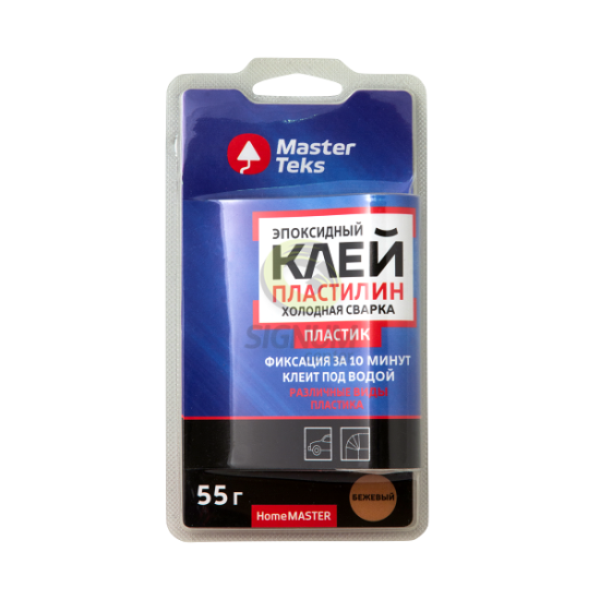 Холодная сварка клей-пластилин эпоксид.MasterTeks HomeMaster 55гр для пластика бежевый 3191