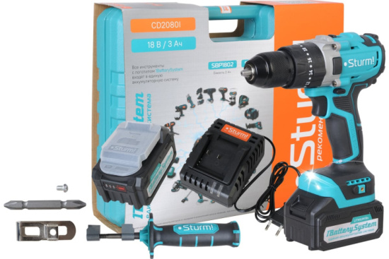 Дрель акк.Sturm! CD2080I , 18В, 2х3,0Ач, 5 в1 кейс 