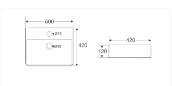 Раковина накладная KOLLER POOL KVADRO 50*42 152922