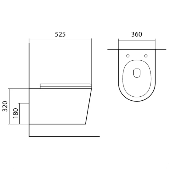 Унитаз подвесной AQUATEK Bera 525*360*320 б/о черный мат. 131651