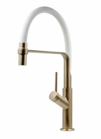 Смеситель для кухни,гибкий белый  излив, Gold K50GW