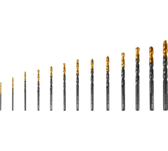 Набор сверл по металлу, 1,5-6,5 мм, HSS-Tin, Golden Tip, 13 шт// Denzel 72318