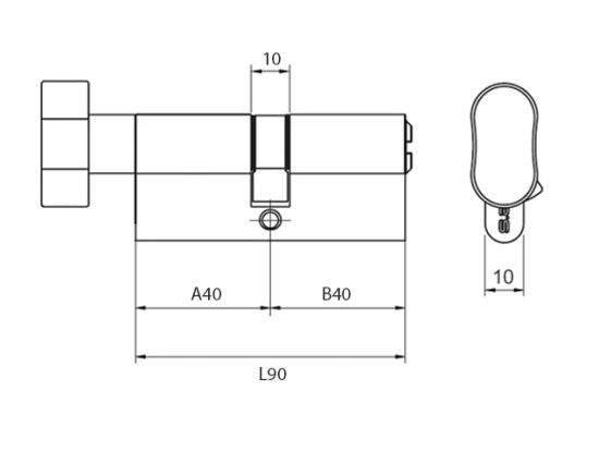 Цилиндр замка ключ/ ключ, английский 5кл, никель 45*45 DORF ECONOMY