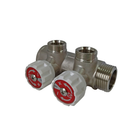 Коллектор с рег. вентилями Valtec 1", 2 x 3/4" "Евроконус"