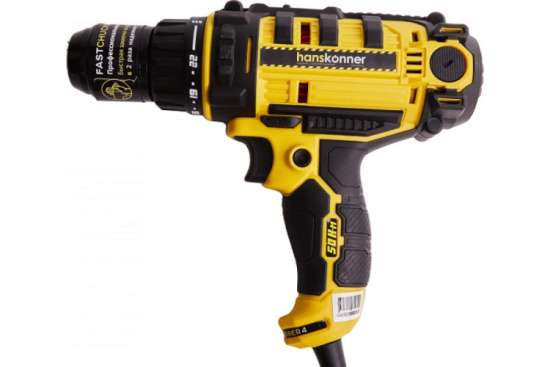 Дрель шуроповерт Hanskonner HID2145P 2скорости, метал.патрон 13мм, 22+1, 50HM, рез.кабель 4м 82620
