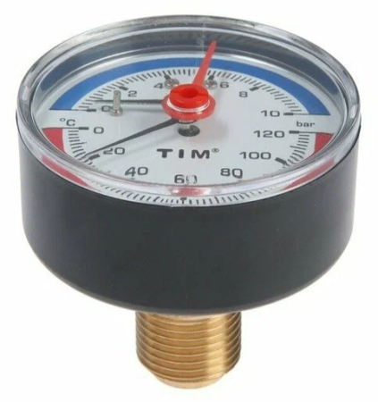Термоманометр аксиальный 1/2" 10 bar Y-63T-10