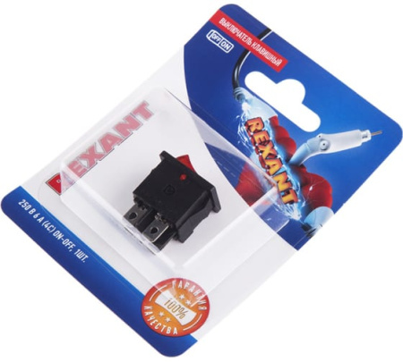 Выключатель клавишный 250V 6A ON-OFF красный с подсветкой Mini (RWB-207, SC-768) 06-0300-А