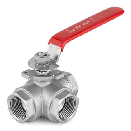 Кран шаровый трехходовой 1/2" ручка