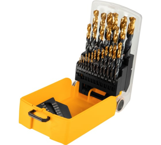 Набор сверл по металлу, 1-13 мм, HSS-Tin, Golden Tip, 25 шт// Denzel 72323