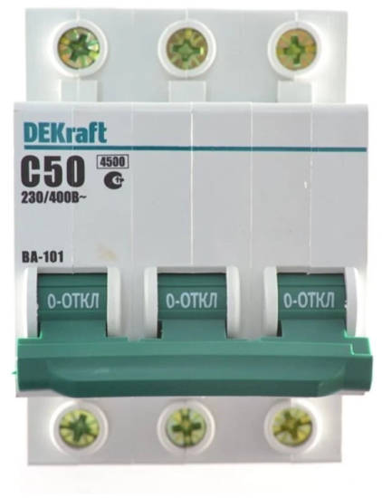 Автомат 3П 50А  4.5кА х-ка С DEKraft (11083)