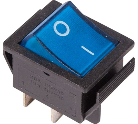 Выключатель клавишный 250V 16A ON-OFF синий с подсветкой (RWB-502, SC-767) 06-0306-В