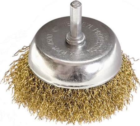 Щетка для дрели, 65 мм "чашка" латунированная MATRIX 74477